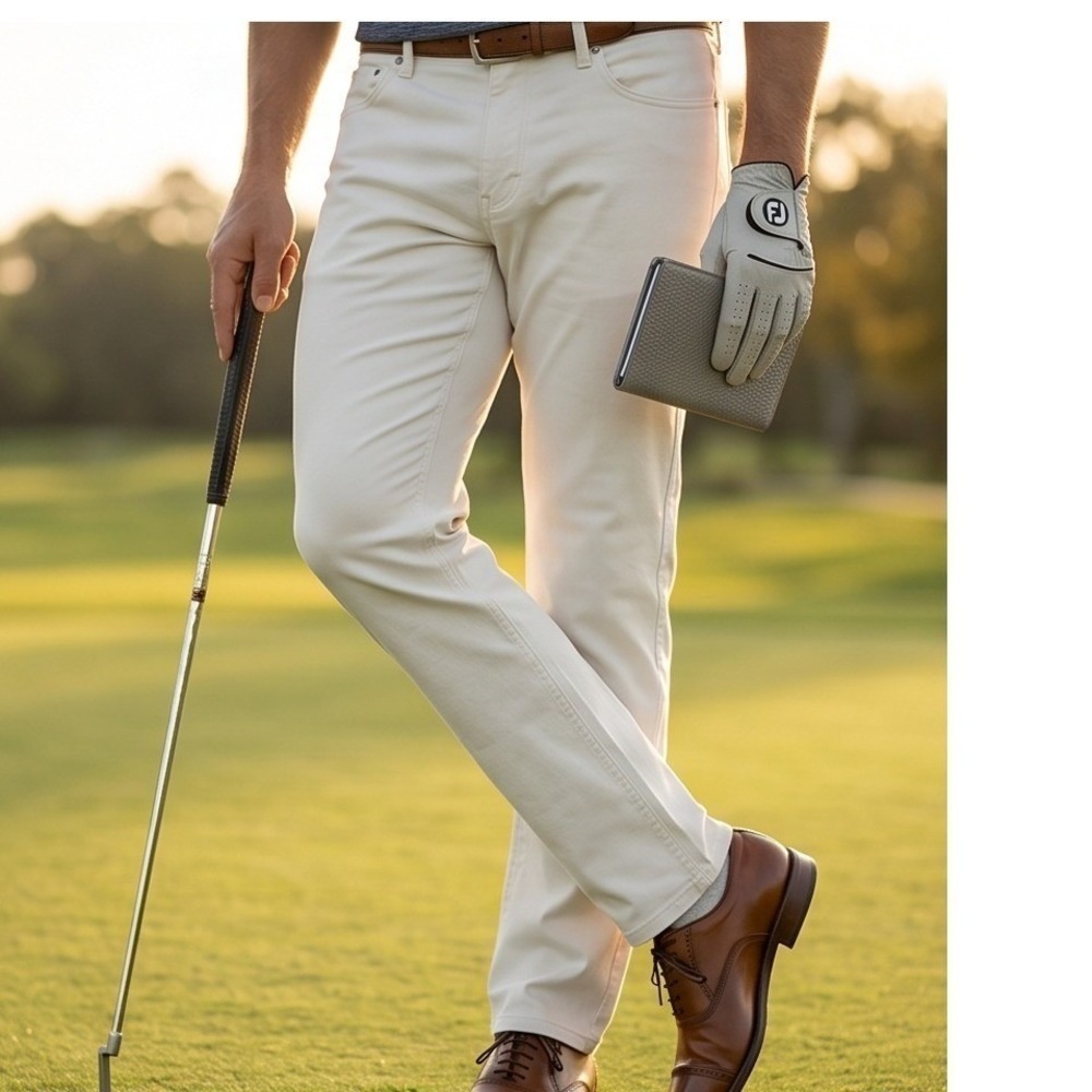 FootJoy Mens 42x34 LC‎ Sueded 5 Pocket Pant Stone Beige Golf Trousers NWT